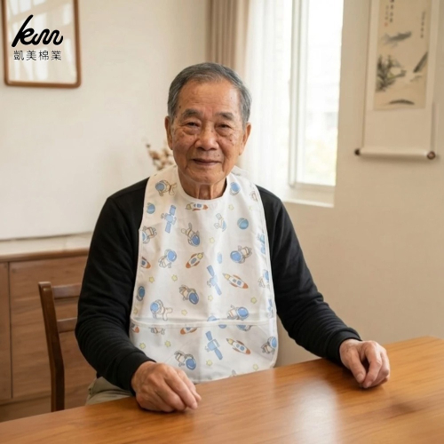 凱美棉業｜頂級大人純棉紗布防水圍兜 貼心設計 精緻品質 細緻印花