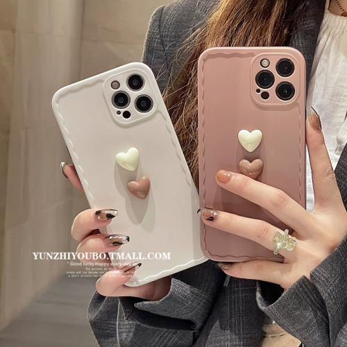 ins韓風簡約立體愛心適用iphone12pro max蘋果11手機殼iphonex軟硅膠xsmax創意xr日韓8plu