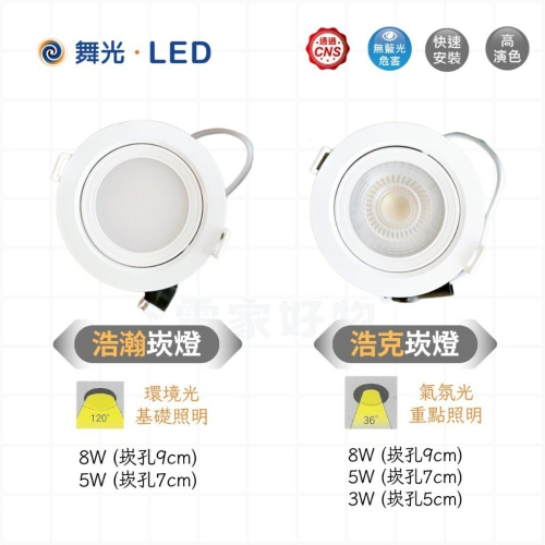 舞光 LED 浩瀚 浩克 崁燈 9cm 8w 7cm 5w 7公分 9公分 5公分 嵌燈 投射