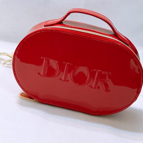 DIOR 迪奧 漆皮緋紅手提包 18*5*11cm 正品 全新百貨專櫃貨 化妝包 手提袋