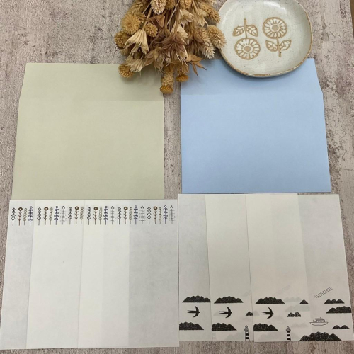 [好築藝]日本 水縞 x Miyuki Matsuo｜信封信紙組 花朵 海岸