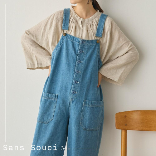 [現貨] 日本 Sans Souci 34+ 牛仔吊帶褲 100%棉