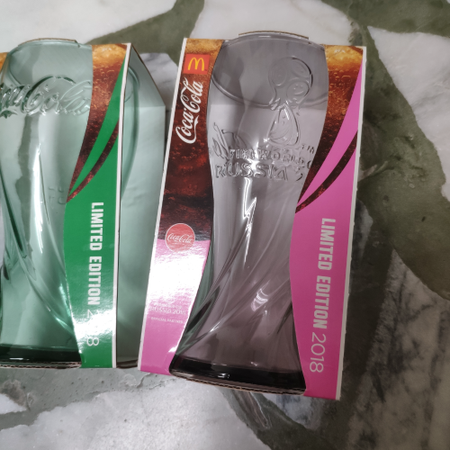 麥當勞可口可樂聯名杯2018年款 粉色可樂瓶造型玻璃杯