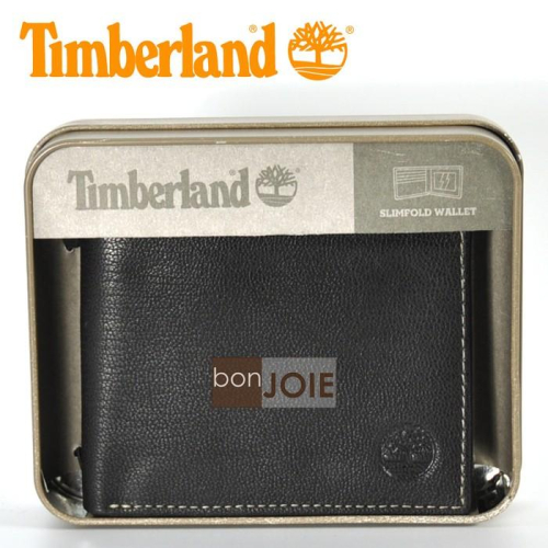 新款 Timberland 紙盒裝三卡透明窗皮夾 (黑色)(附原廠盒裝) 二折式 短夾 實物拍攝