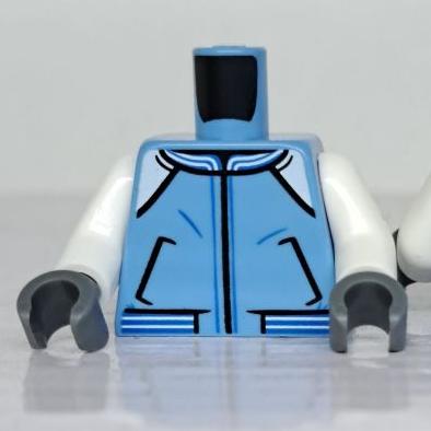 正版LEGO 城市19-4 運動夾克 水藍 白手臂 黑手 夾克 身體