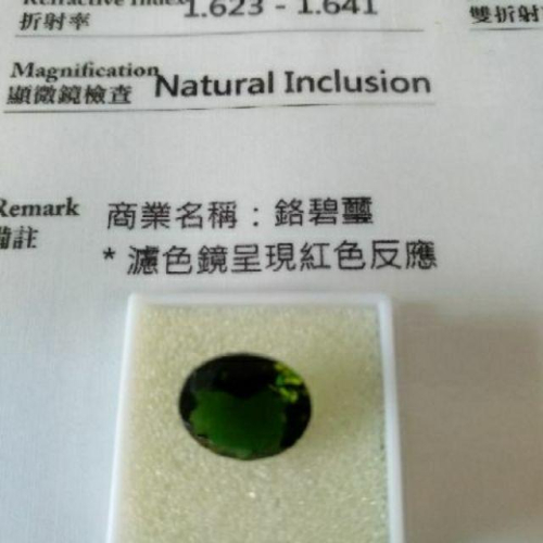 ?獨特珍藏?2.72ct天然電氣石(鉻綠碧璽)Chrome Tourmaline-附證書【92jade遇見善緣】現貨特惠
