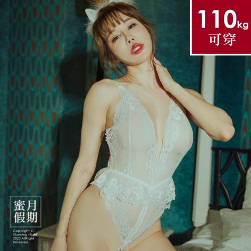110公斤內可☆有特大尺碼☆春天之語歐美蕾絲開檔連體衣☆蜜月假期【BK-171】