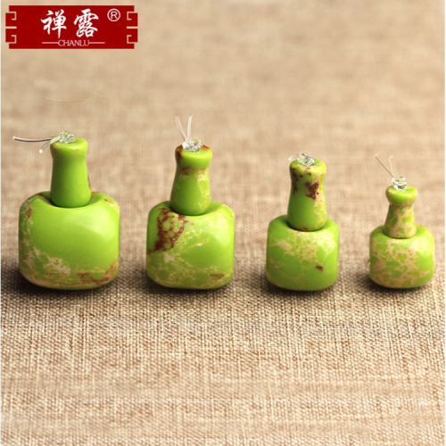 綠色帝王石藏式三通佛頭佛珠金剛星月菩提念珠手串DIY配件材料