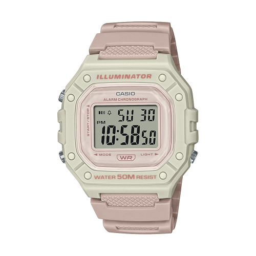 CASIO卡西歐 數位/指針 經典方形 色彩繽紛 輕柔粉 數位顯示系列 W-218HC-4A2_43.2mm