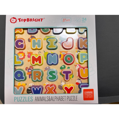 top bright字母學習拼圖 木製拼圖字母教育玩具 幼兒早教玩具