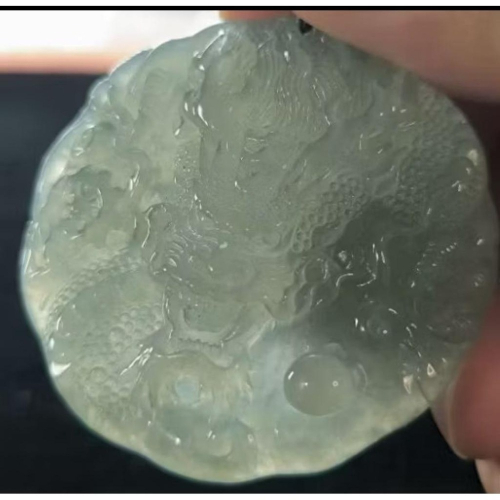 天然緬甸A貨翡翠 冰芙蓉 鐲心料 正面霸王龍 種老肉細 附證書 尺寸52×52×9.5mm