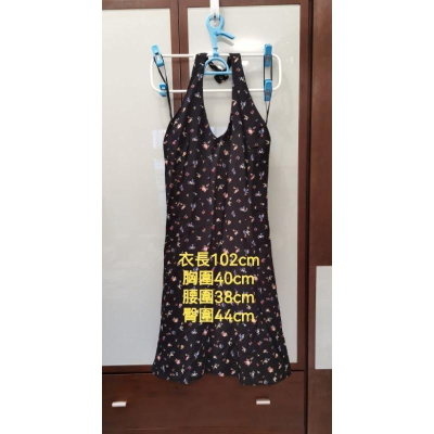 Vintage古著/美國製/Ralph Lauren性感繞頸無袖碎花洋裝/尺碼8號