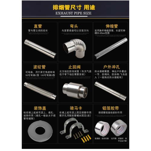 管煙管排天然氣加長配件強閥管道安裝管煤煙囪6CM熱水器排氣延長