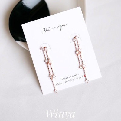 【winya 韓國飾品 現貨 】正韓 細緻雙線水鑽耳環 限量現貨