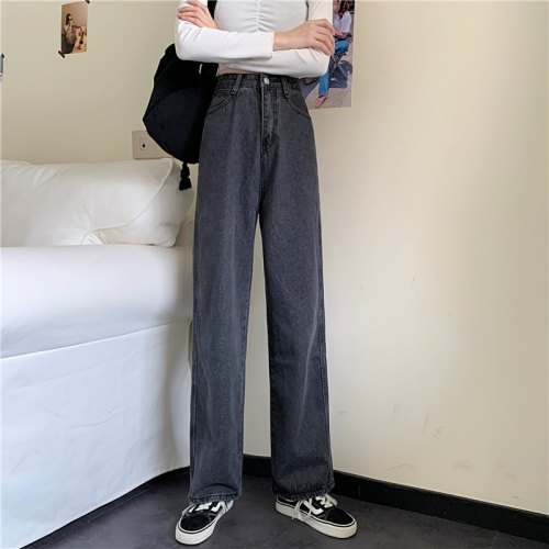 春夏2022年新款大碼胖妹妹牛仔褲女直筒寬松高腰闊腿拖地長褲子潮